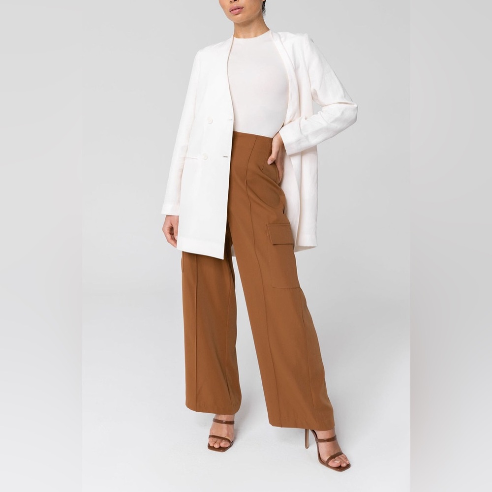 Veiled New York Longline Cupro Linen Oversized Blazer - Off White